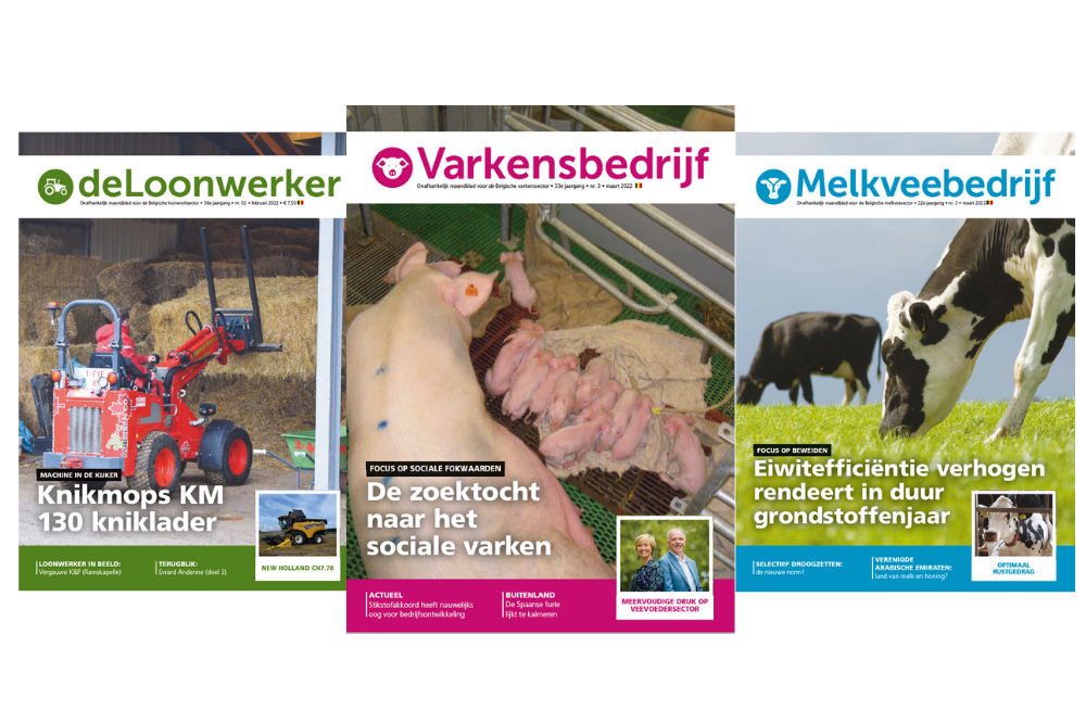 Nieuwe vormgeving Varkensbedrijf, De Loonwerker en vakblad Melkveebedrijf.